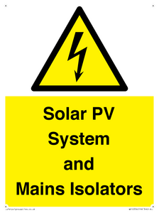 Solar PV System and Mains Isolators